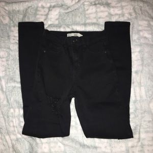 Topshop MOTO Black Ripped Jamie Jeans Black